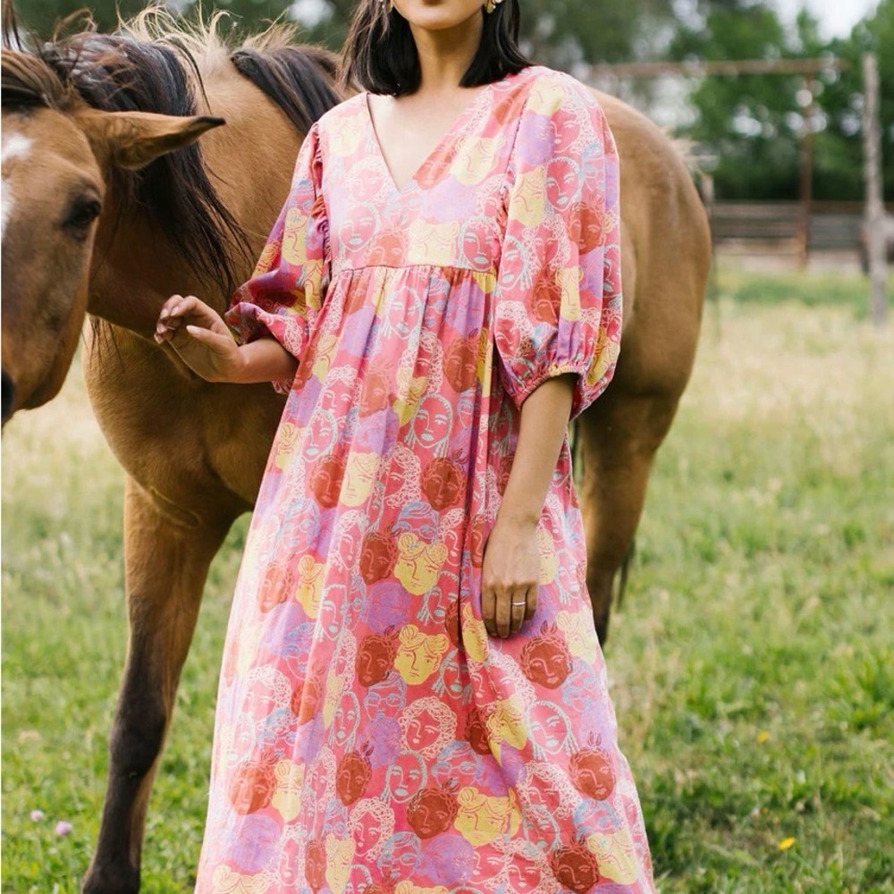 Colorful Patterned Midi Dress - Picture 3 of 5